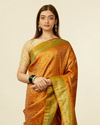 alt message - Mohey Women Mustard Yellow Bel Buti Patterned Saree with Trim Latkans image number 1